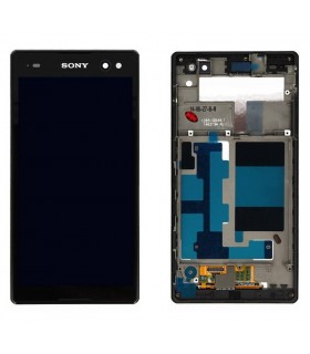 Ecrã completa Tactil lcd e marcoSony Xperia C3 D2502, D2533, M50W preta