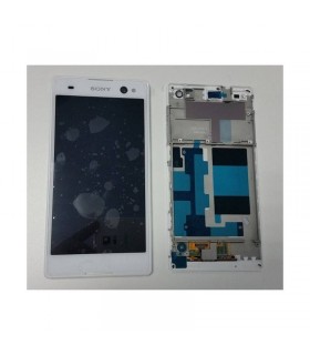 Ecrã completa Tactil lcd e marcoSony Xperia C3 D2502, D2533, M50W branca 
