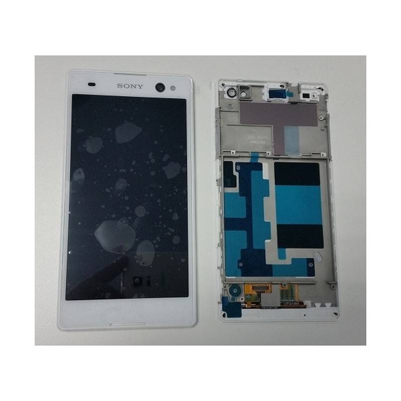Pantalla completa Tactil  lcd y marcoSony Xperia C3 D2502, D2533, M50W blanca 