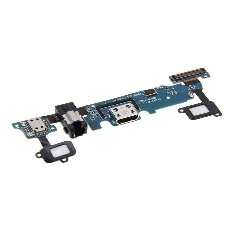 Flex de carga con pulsadores de menu y conector de audio para Samsung Galaxy A8, A800