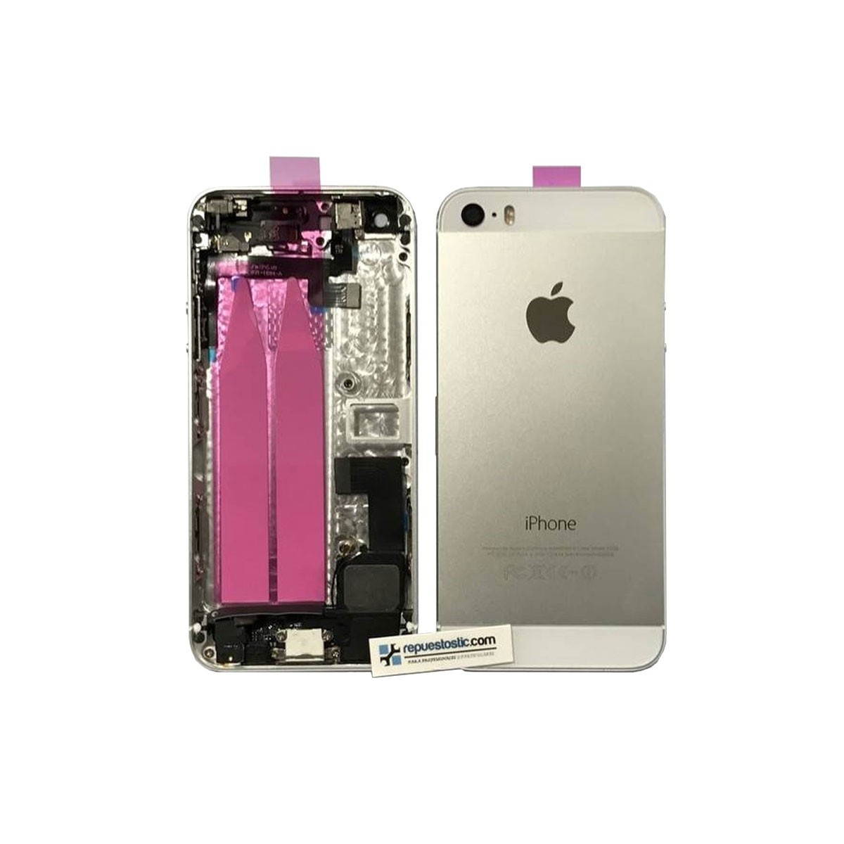 Carcasa tapa trasera completa para iPhone 5s color plata