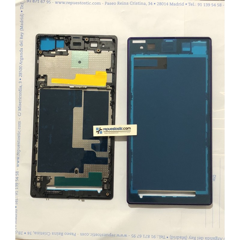 Carcasa central de pantalla, chasis intermedio  para Sony Xperia Z1, L39H, L39T, C6902, C6903, C6906, C6916, C6943  Morada