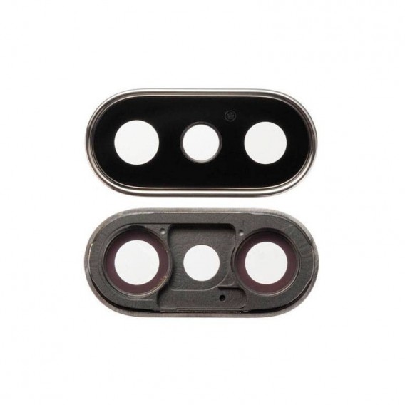Lente de cámara trasera con marco plateado para iPhone X