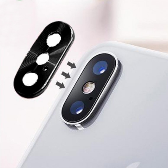 Lente de cámara trasera con marco plateado para iPhone X
