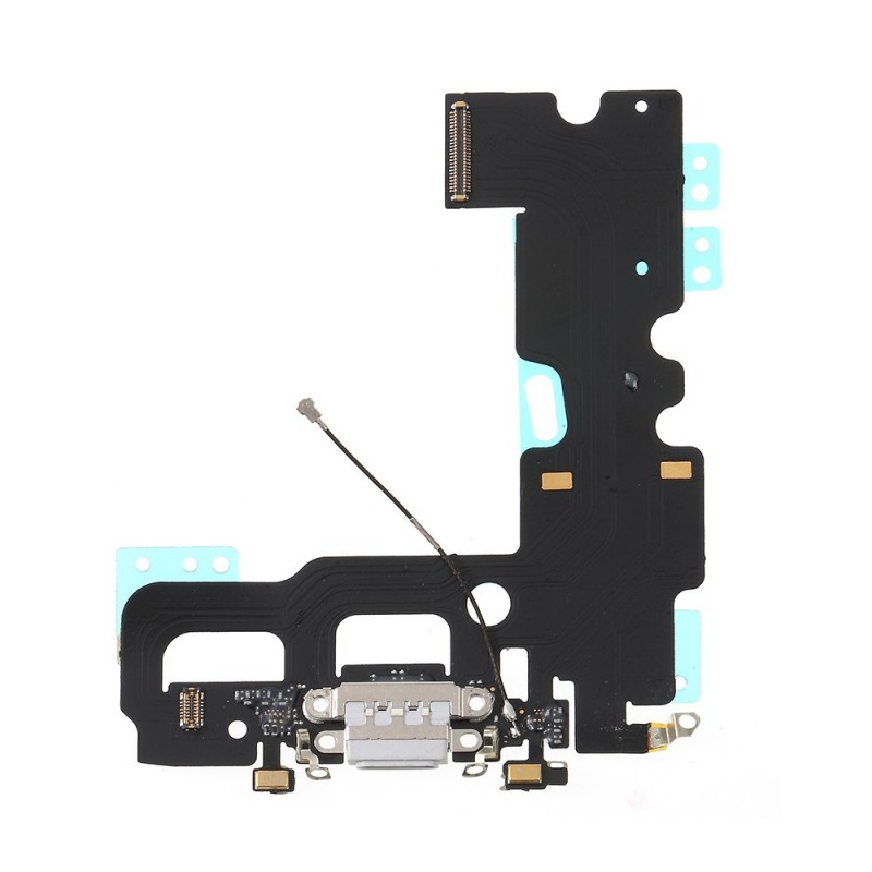 Flex com conetor de Carrega, Datos, Antena e Microfono para iPhone 7 - Gris