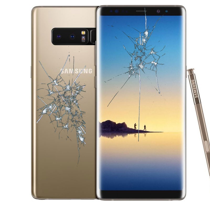 Reparaçao Ecrã (cristal) + tapa traseira Samsung Note 8 N950F