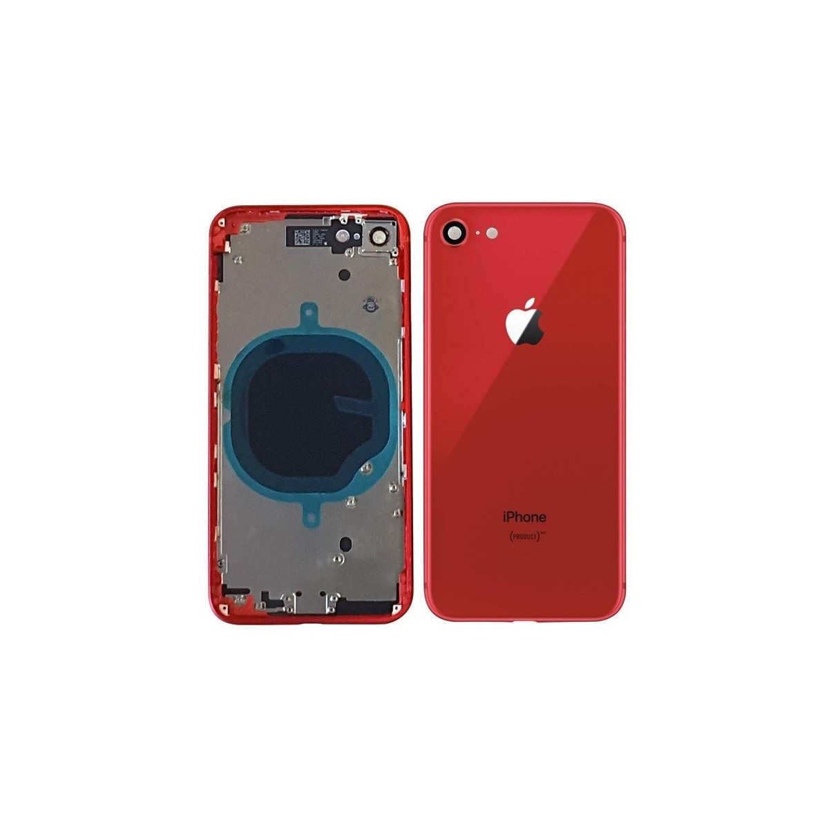 chasis iPhone 8 (tapa con logo + marco) rojo