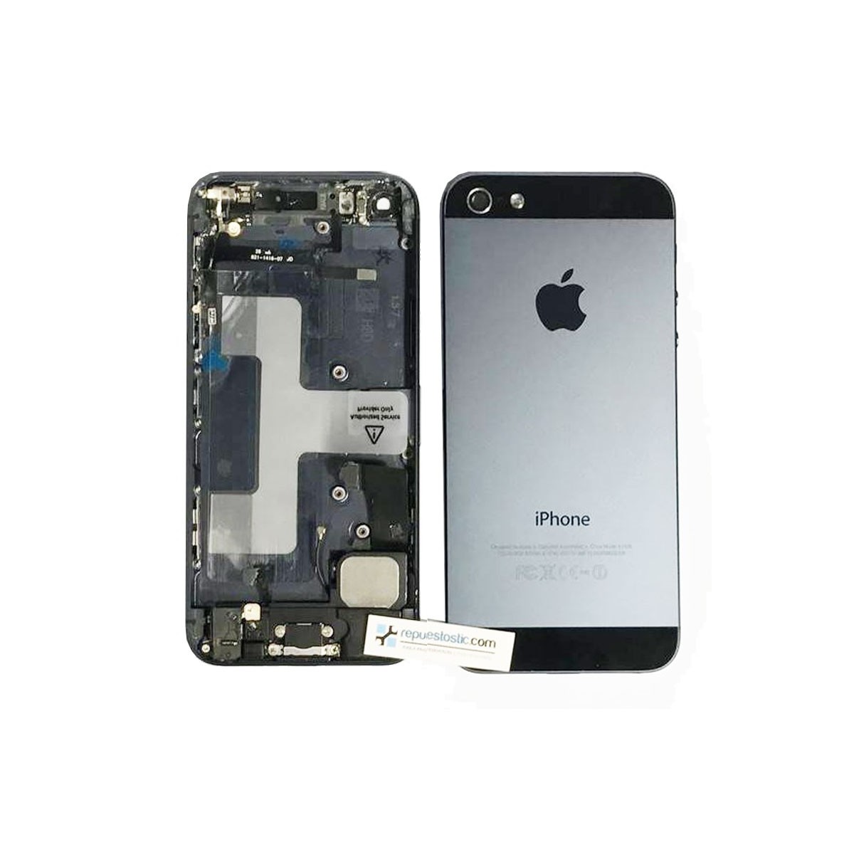 tapa carcaça traseira completa com Componentes para iphone 5 Preta 