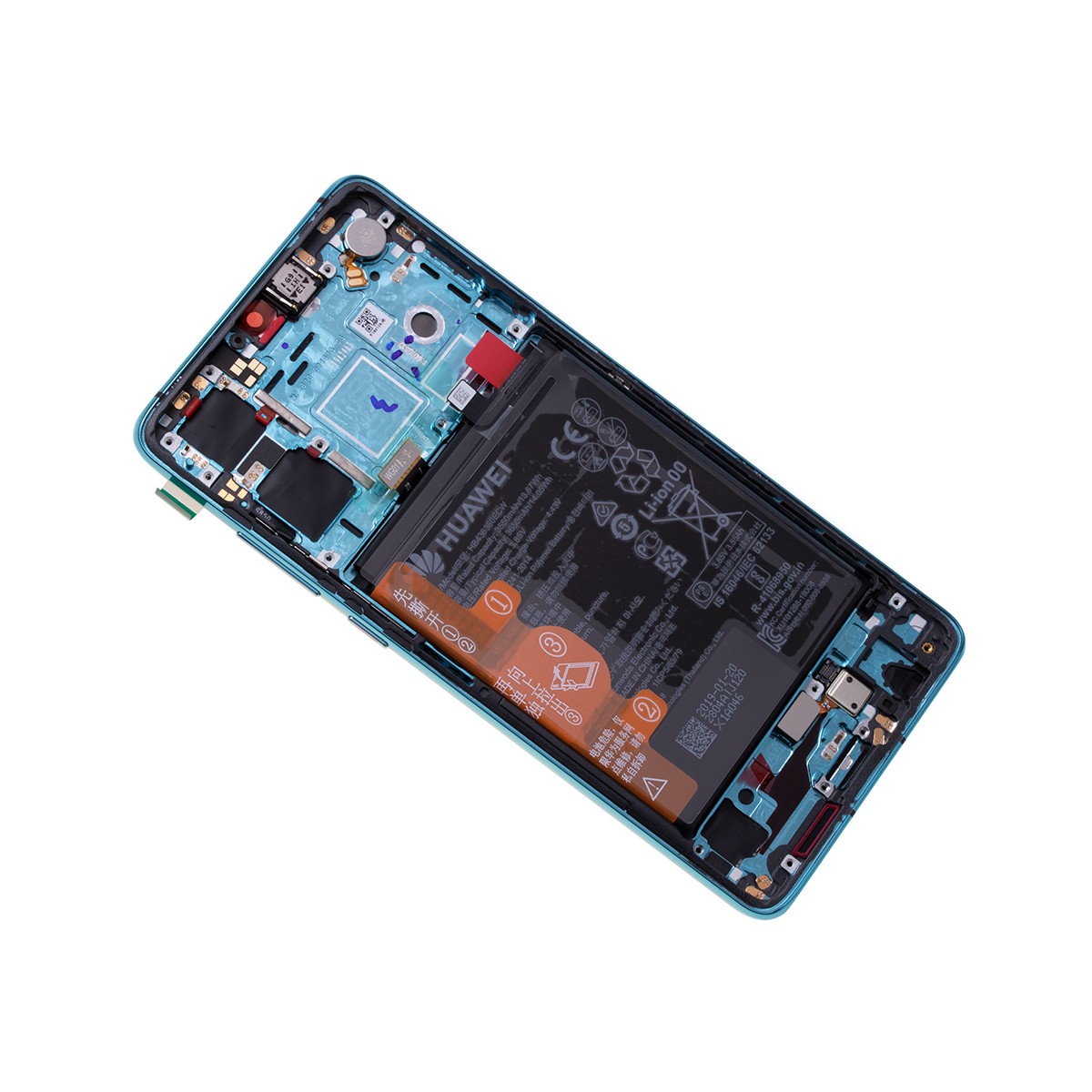 Pantalla original Huawei P30 Azul (Aurora) con marco y bateria