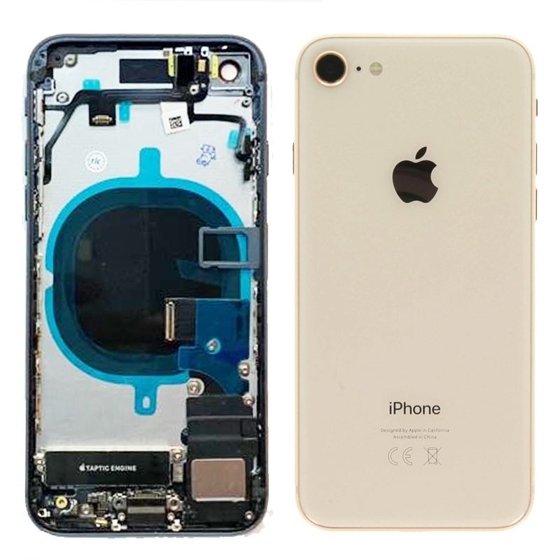 Chasis iPhone 8 completo con componentes (tapa trasera con logo + marco) Oro