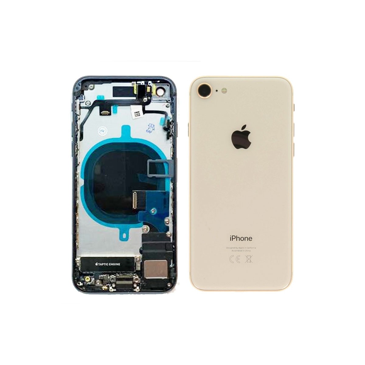Chasis iPhone 8 completo con componentes (tapa trasera con logo + marco) Oro