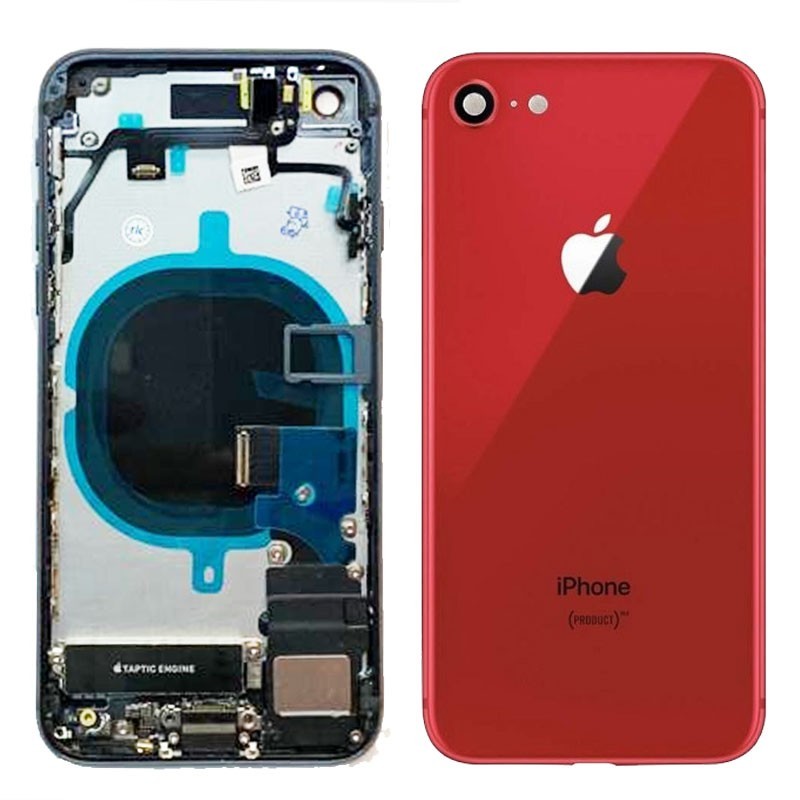 Chasis iPhone 8 completo com componentes (tapa traseira com logo + marco) Red