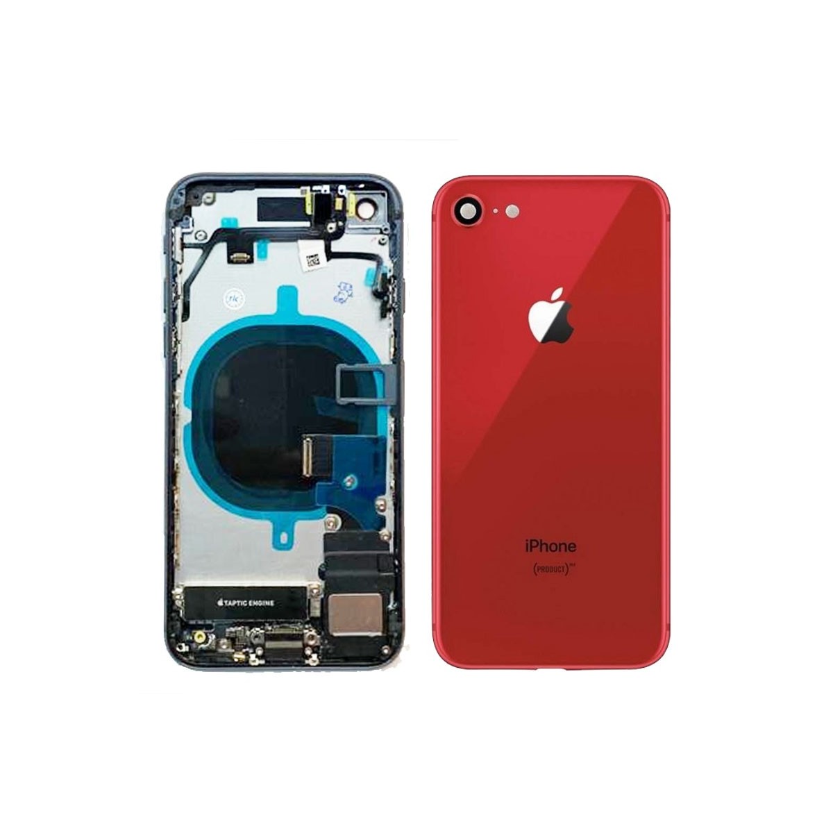 Chasis iPhone 8 completo con componentes (tapa trasera con logo + marco) Red