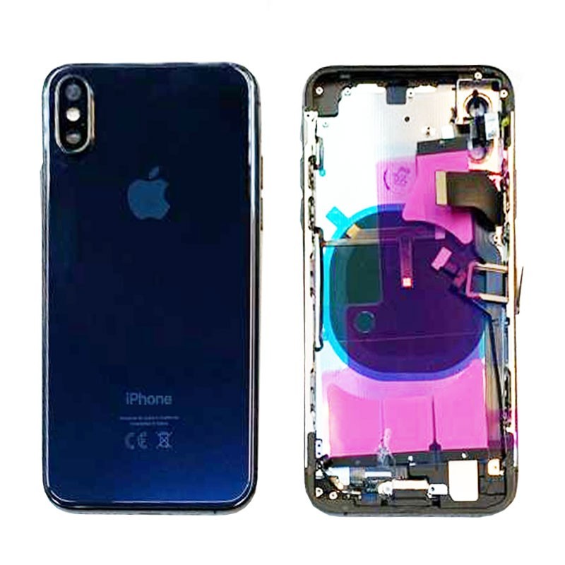 chasis iphone XS completo con componentes (tapa trasera con logo + marco) Negro