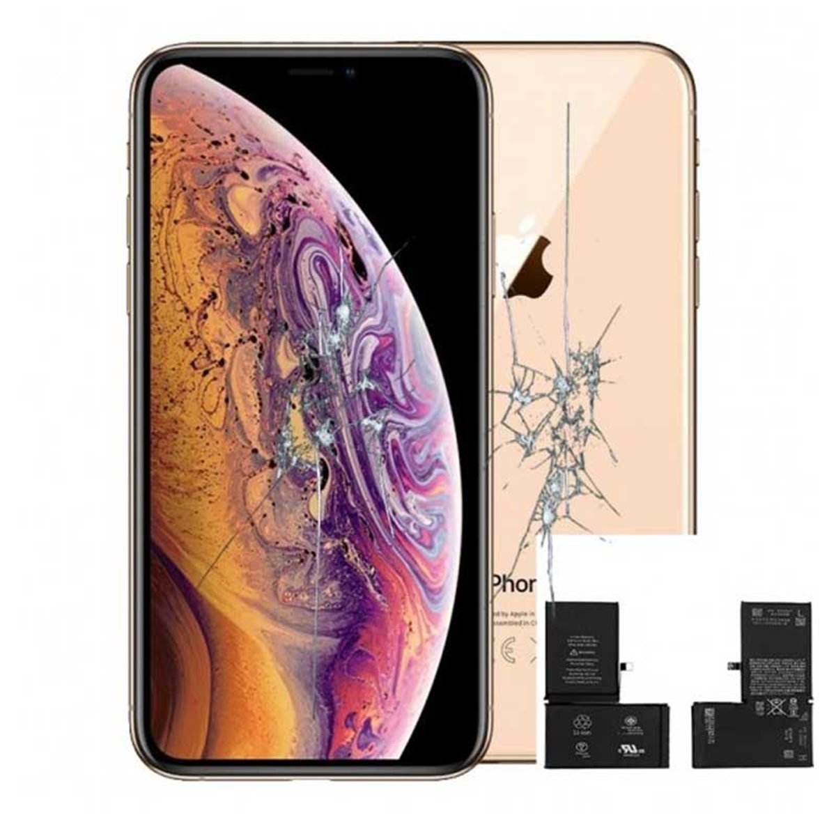 Reparacion Pantalla completa + tapa trasera + bateria iPhone Xs Max