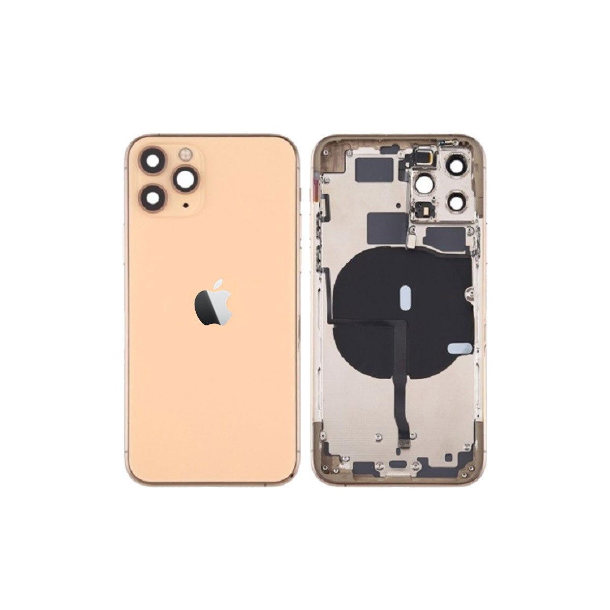 chasis iPhone 11 Pro Max (carcasa tapa trasera con logo + marco) Oro