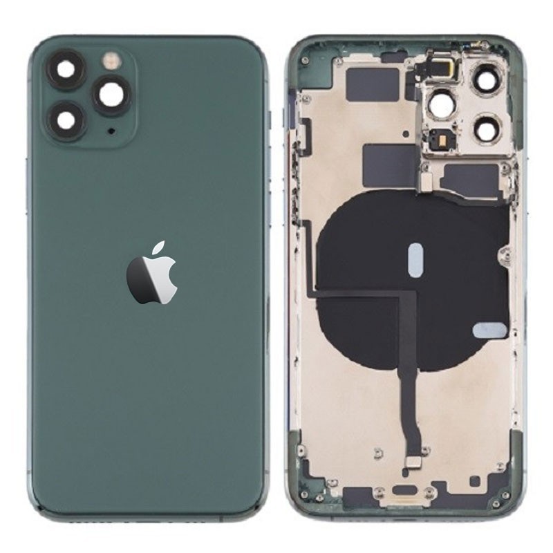 Chasis iPhone 11 Pro Max (carcasa tapa trasera con logo + marco) Verde