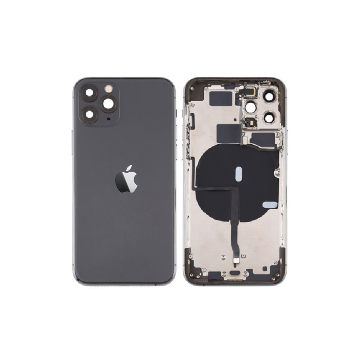 Chasis iPhone 11 Pro Max (carcasa tapa trasera con logo + marco) Negro