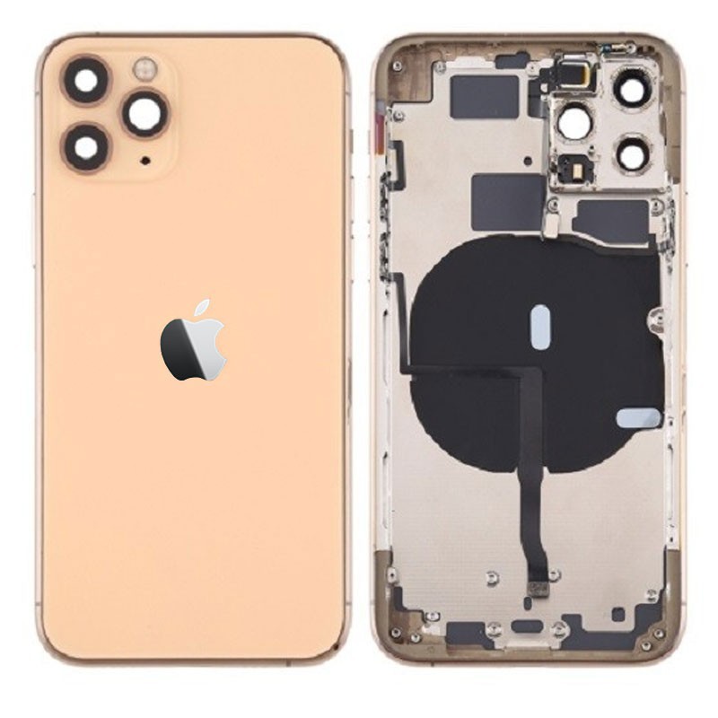 Chasis iPhone 11 Pro (carcasa tapa trasera con logo + marco) Oro