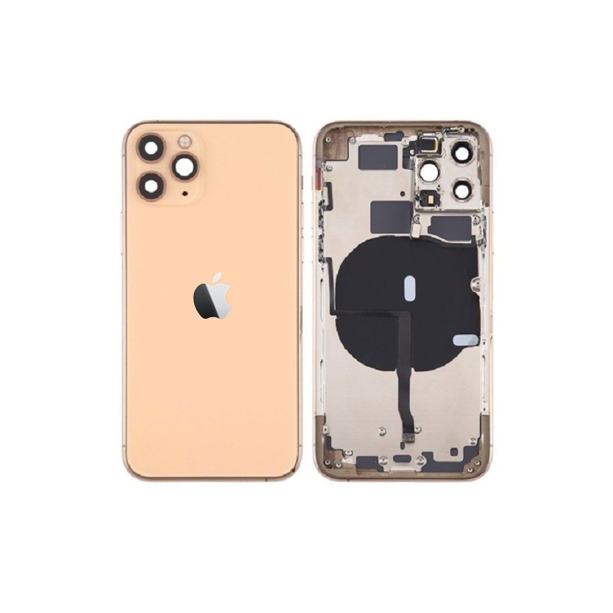 Chasis iPhone 11 Pro (carcasa tapa trasera con logo + marco) Oro