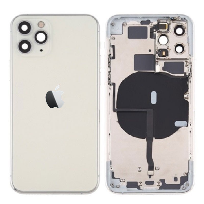 Chasis iPhone 11 Pro (carcasa tapa trasera con logo + marco) Plata
