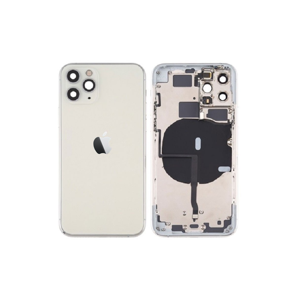 Chasis iPhone 11 Pro (carcasa tapa trasera con logo + marco) Plata