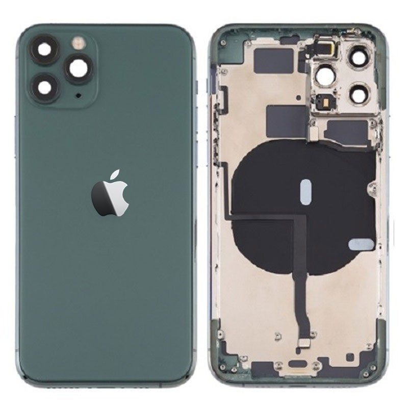 Chasis iPhone 11 Pro (carcasa tapa trasera con logo + marco) Verde