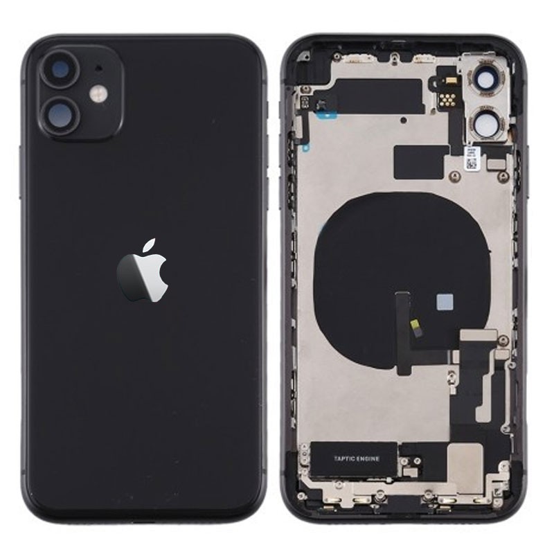 Chasis iphone 11 (carcasa tapa trasera con logo + marco) Negro