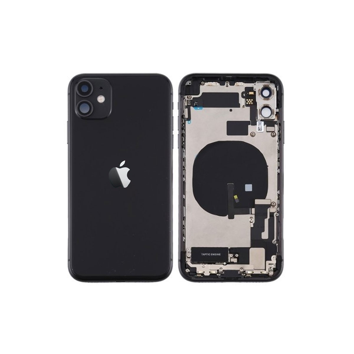 Chasis iphone 11 (carcasa tapa trasera con logo + marco) Negro