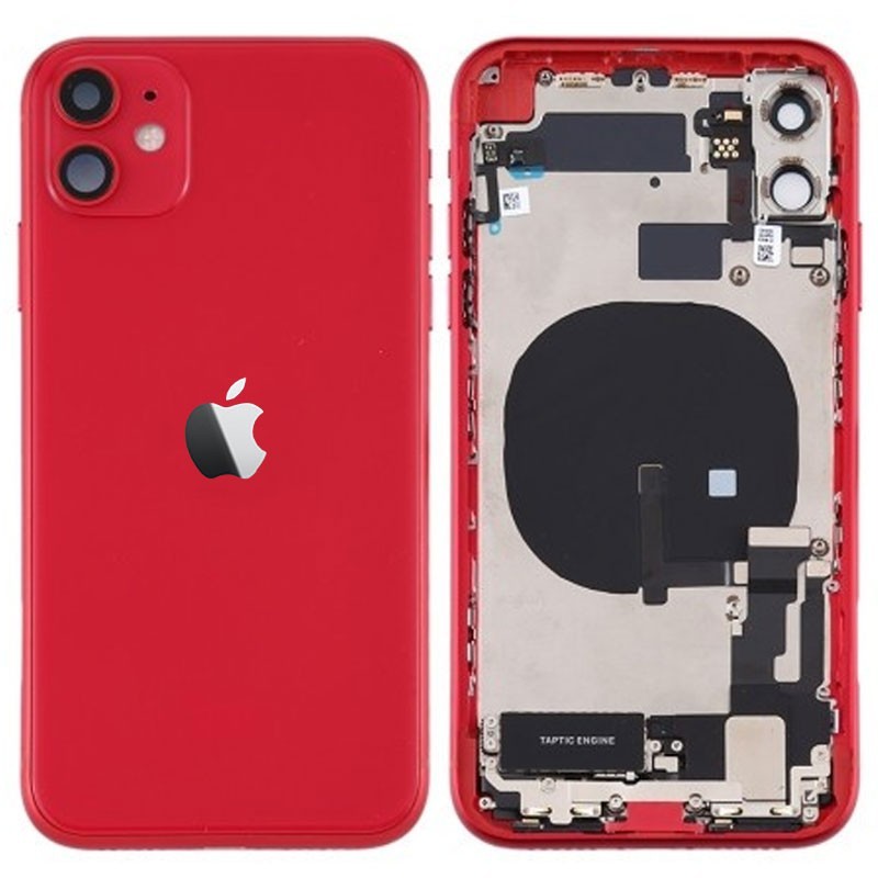 Chasis iphone 11 (carcasa tapa trasera con logo + marco) Rojo