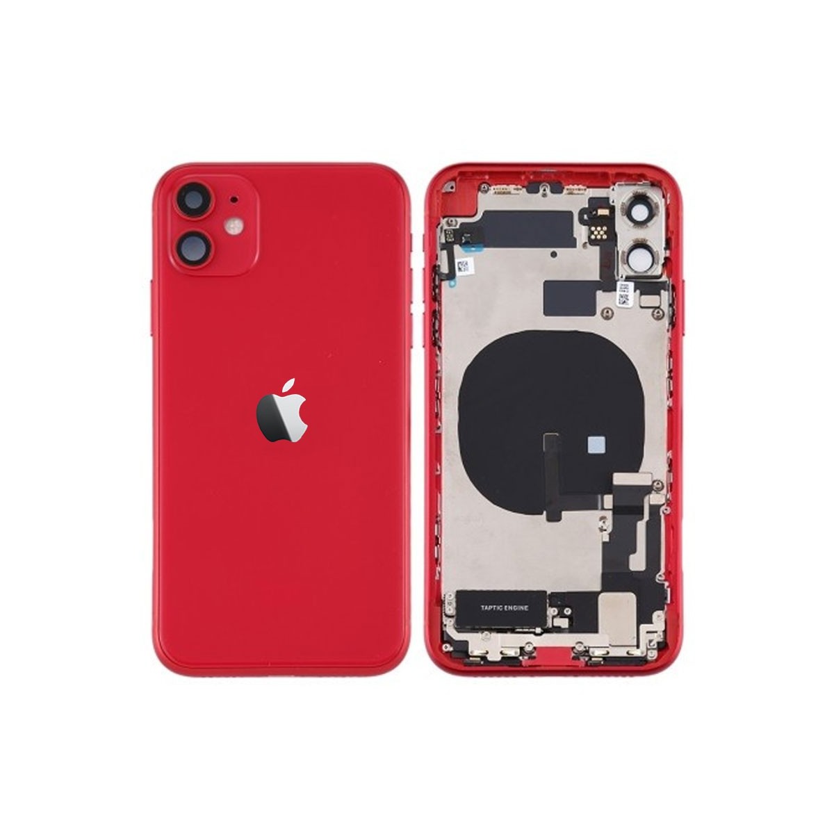 Chasis iphone 11 (carcasa tapa trasera con logo + marco) Rojo