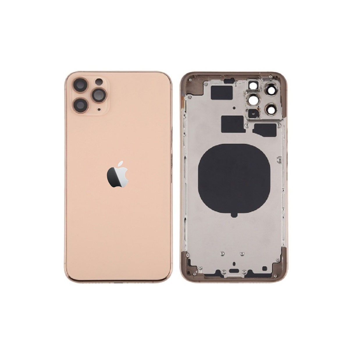 chasis sin componentes iphone 11 pro max (carcasa tapa trasera con logo + marco) oro