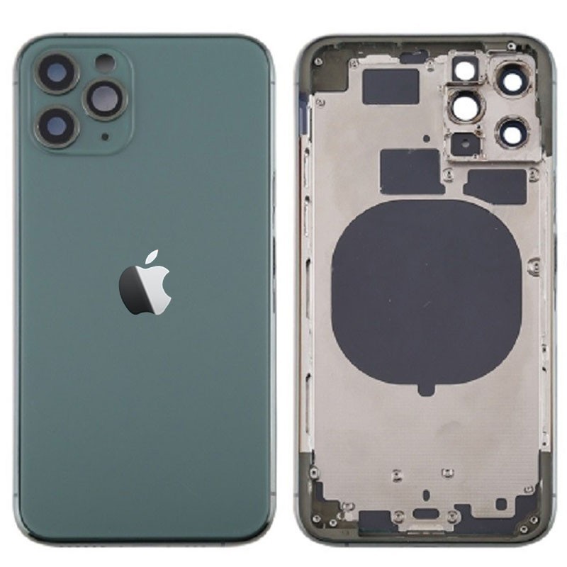 Chasis sin componentes iphone 11 pro max (carcasa tapa trasera con logo + marco) Verde