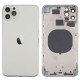 Chasis sin componentes iphone 11 pro max (carcasa tapa trasera con logo + marco) Blanco/ Plata