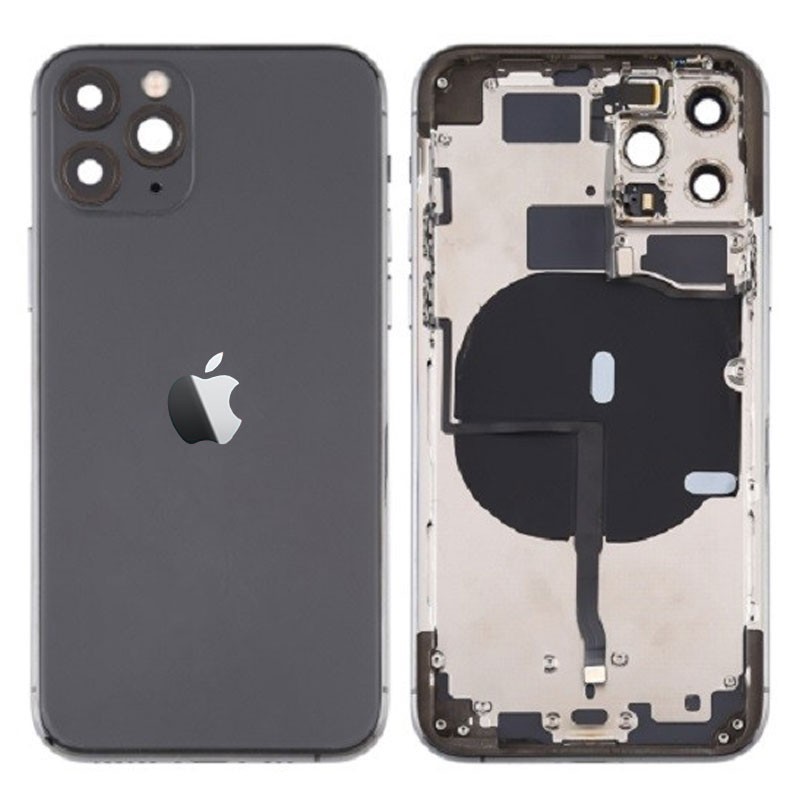 Chasis con componentes iphone 11 pro (carcasa tapa trasera con logo + marco) negro