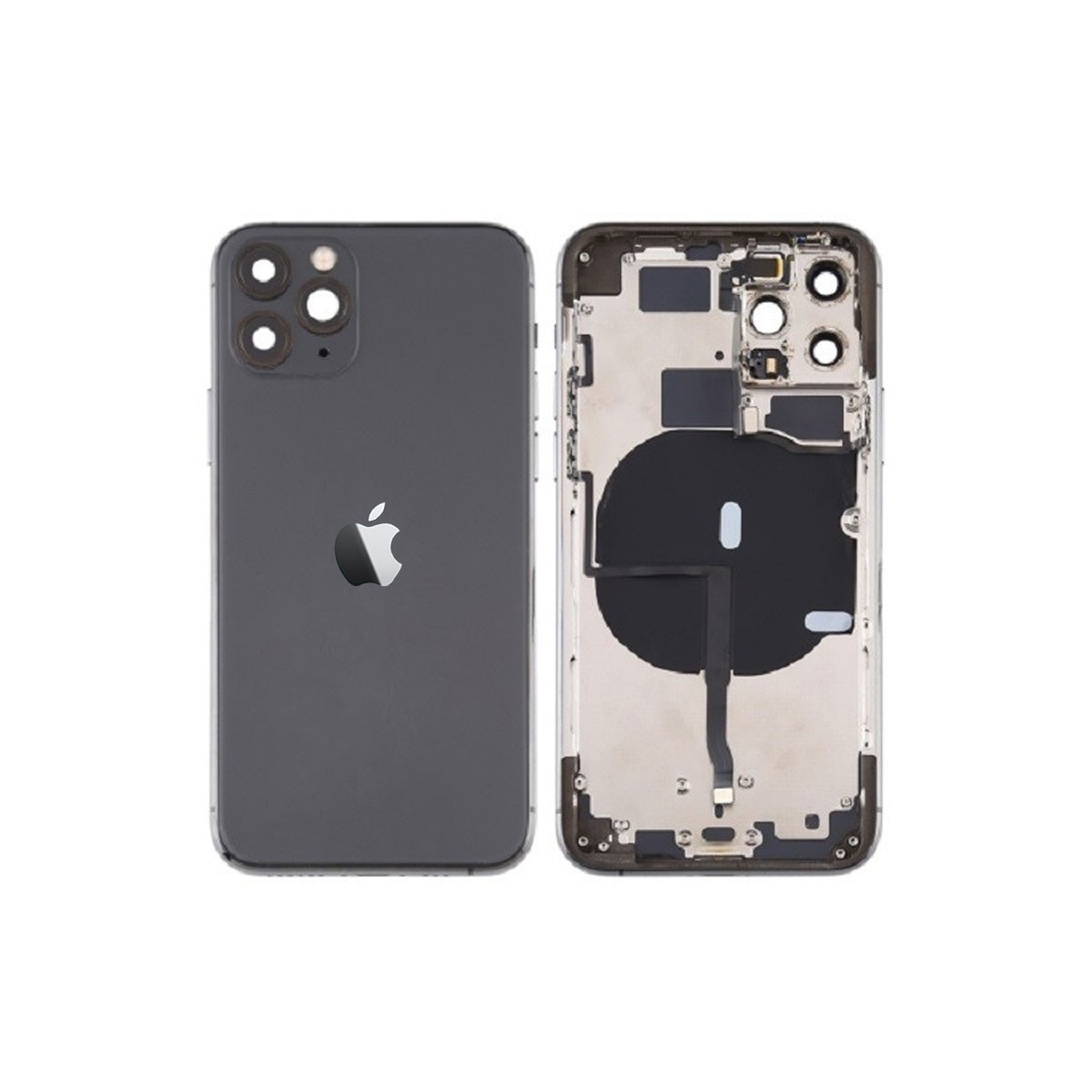 Chasis con componentes iphone 11 pro (carcasa tapa trasera con logo + marco) negro