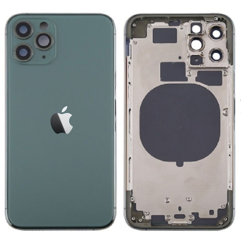 Chasis sin componentes iphone 11 pro (carcasa tapa trasera con logo + marco) Verde