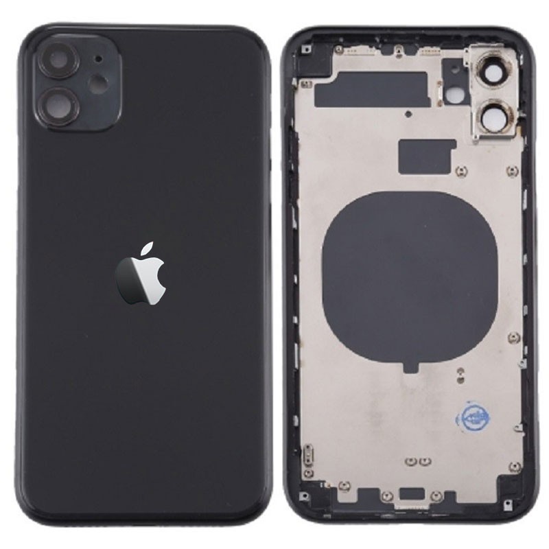 Chasis con componentes iphone 11 (carcasa tapa trasera con logo + marco) Negro