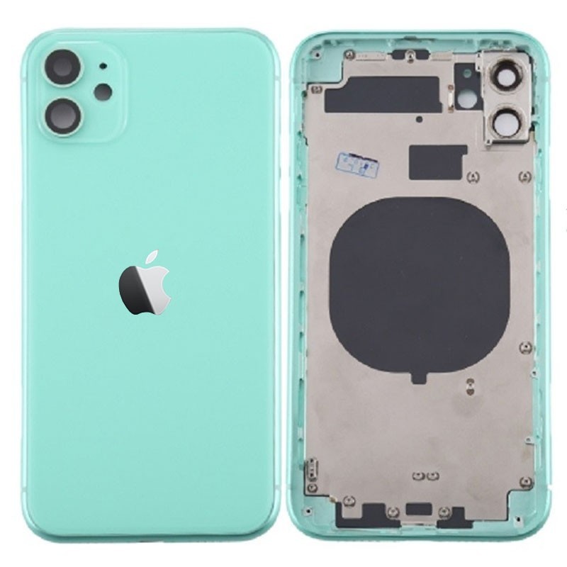 Chasis sin componentes iphone 11 (carcasa tapa trasera con logo + marco) Verde