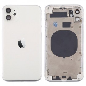 Chasis sin componentes iphone 11 (carcasa tapa trasera con logo + marco) Blanco/ plata