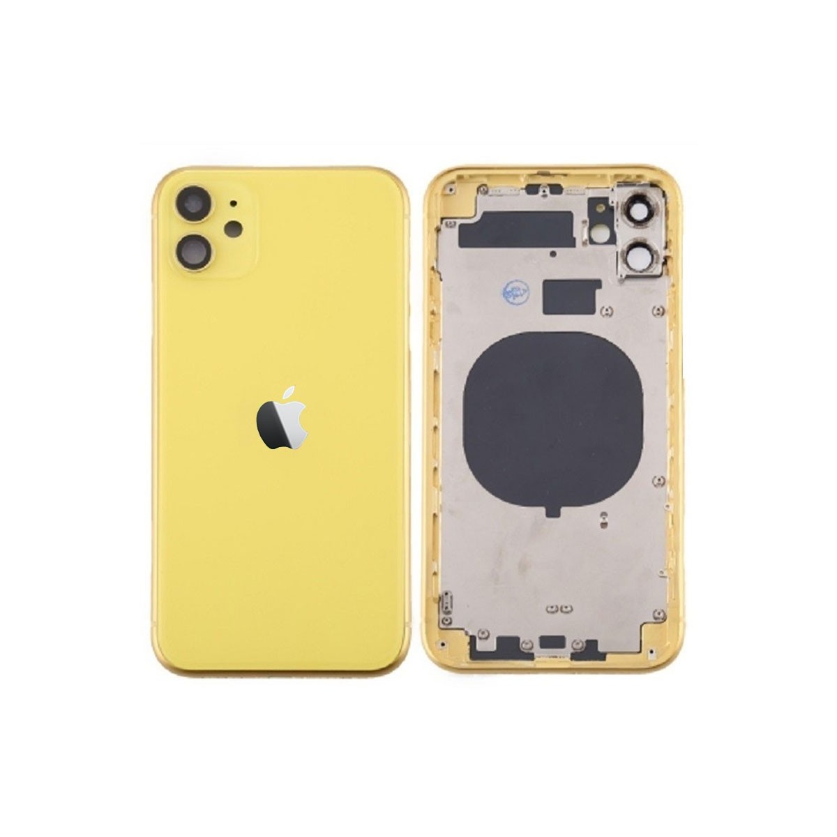 Chasis sin componentes iphone 11 (carcasa tapa trasera con logo + marco) Amarillo