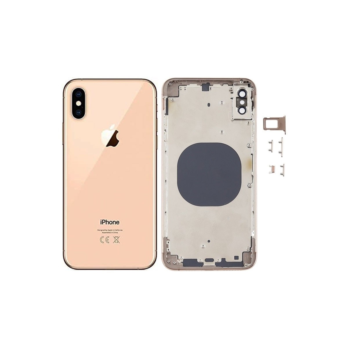 Chasis y tapa trasera sin componente para iPhone Xs Max Oro