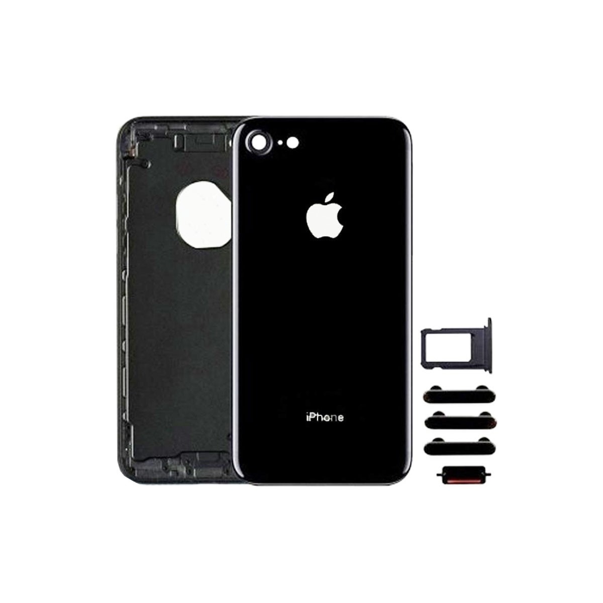 chasis iPhone 7 (tapa con logo + marco) negro brillante