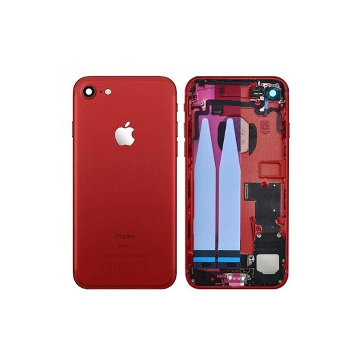 chasis iPhone 7 completo con componentes (tapa trasera con logo + marco) Rojo