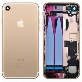 chasis iPhone 7 completo con componentes (tapa trasera con logo + marco) Dorado