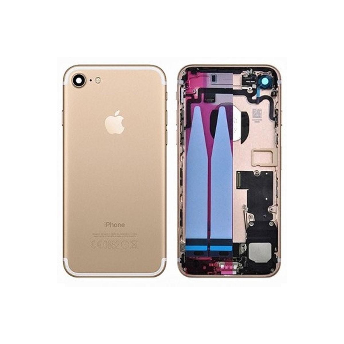 chasis iPhone 7 completo con componentes (tapa trasera con logo + marco) Dorado
