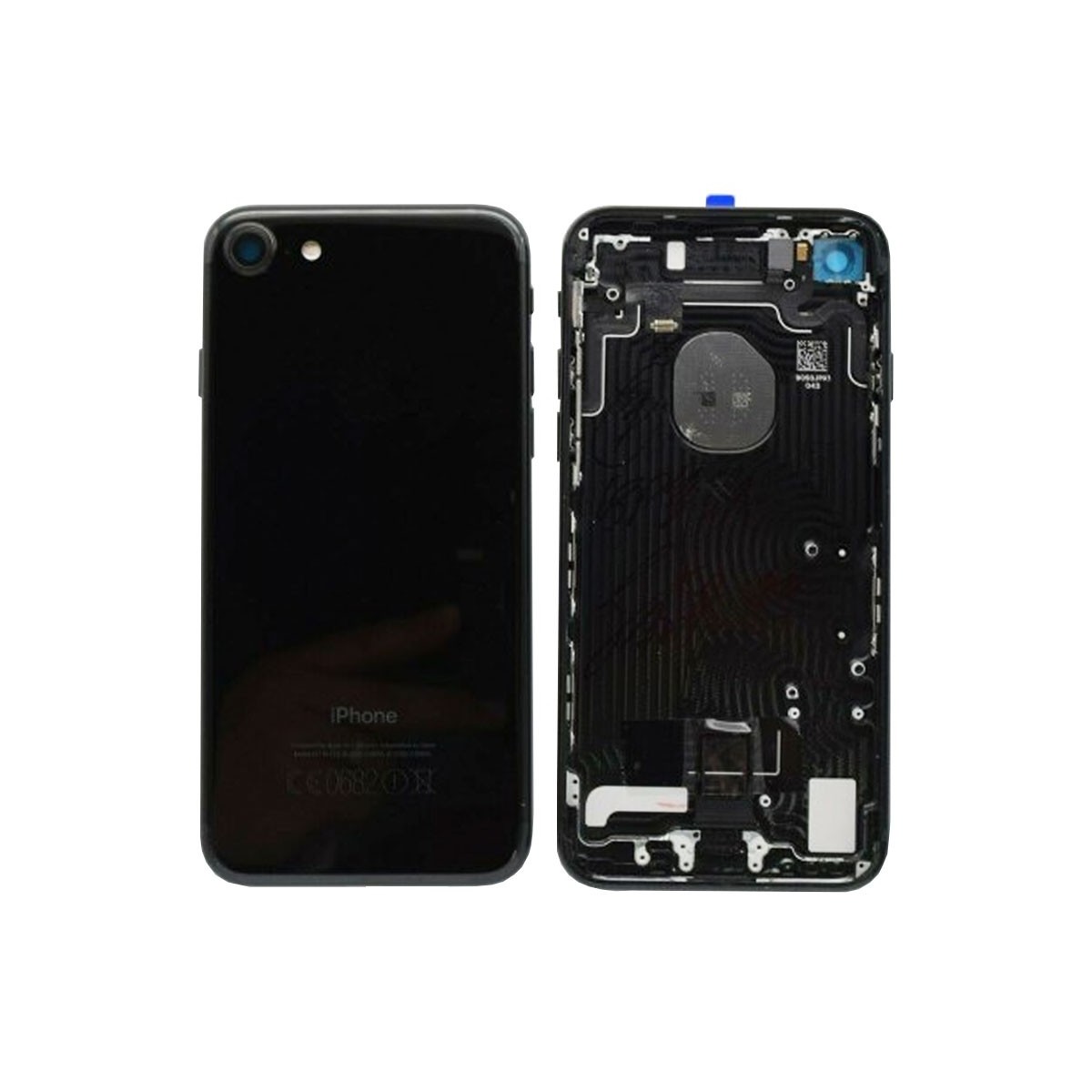 chasis iPhone 7 completo con componentes (tapa trasera con logo + marco) Negro Mate