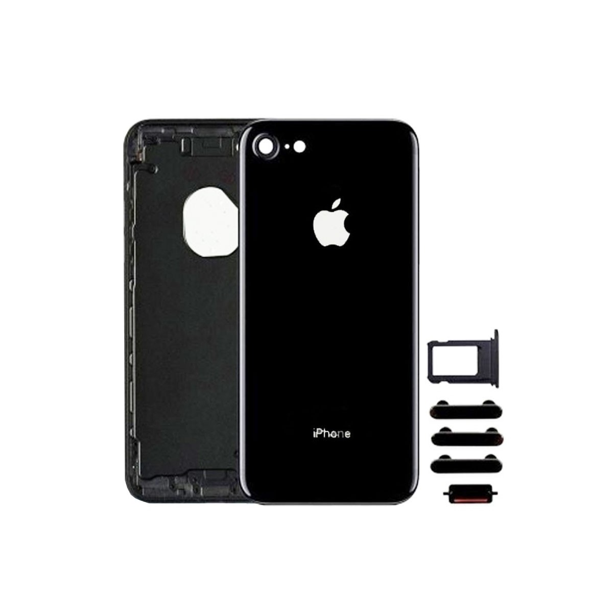 chasis iPhone 7 Plus (tapa trasera con logo + marco) negro brillante