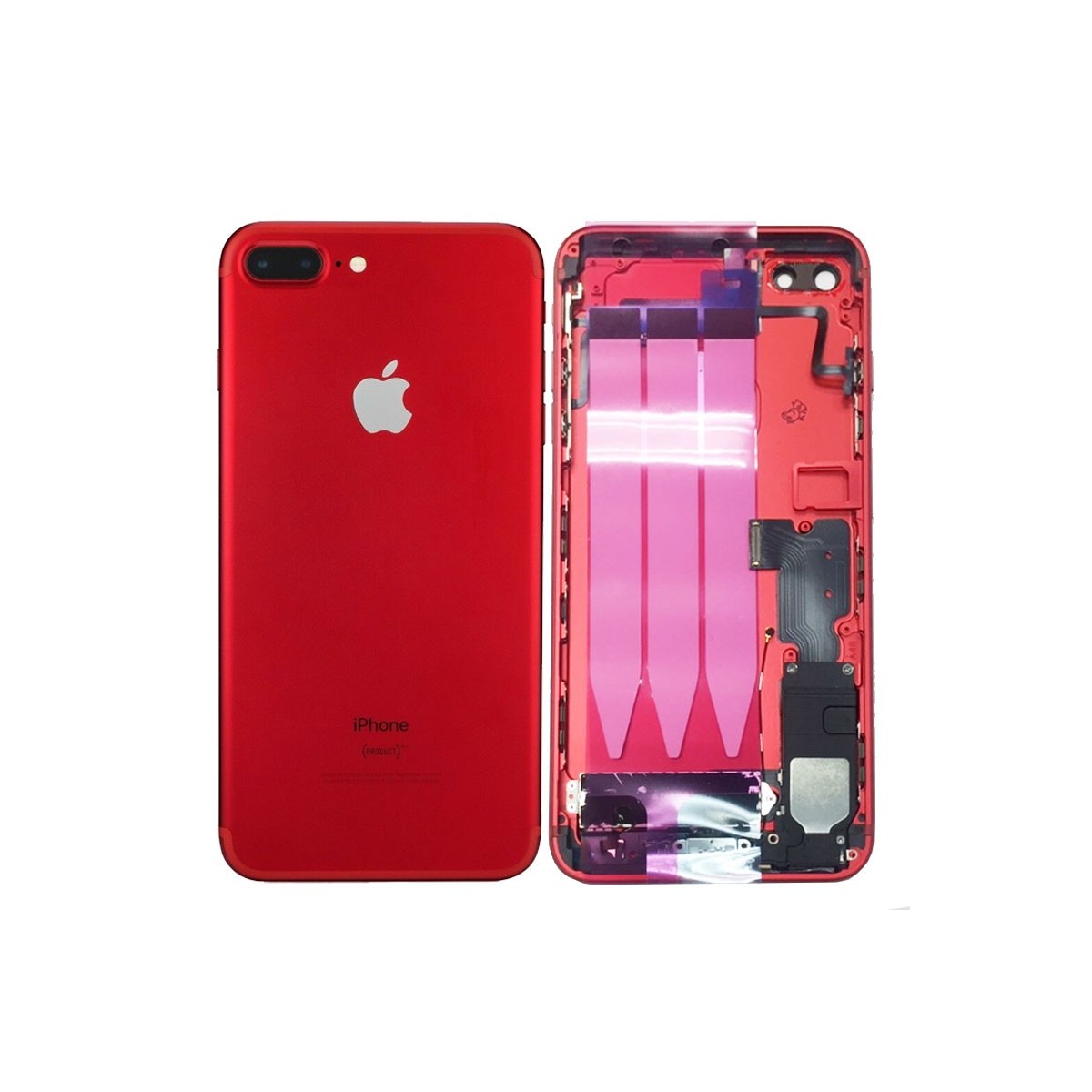 chasis iPhone 7 Plus completo con componentes (tapa trasera con logo + marco) rojo
