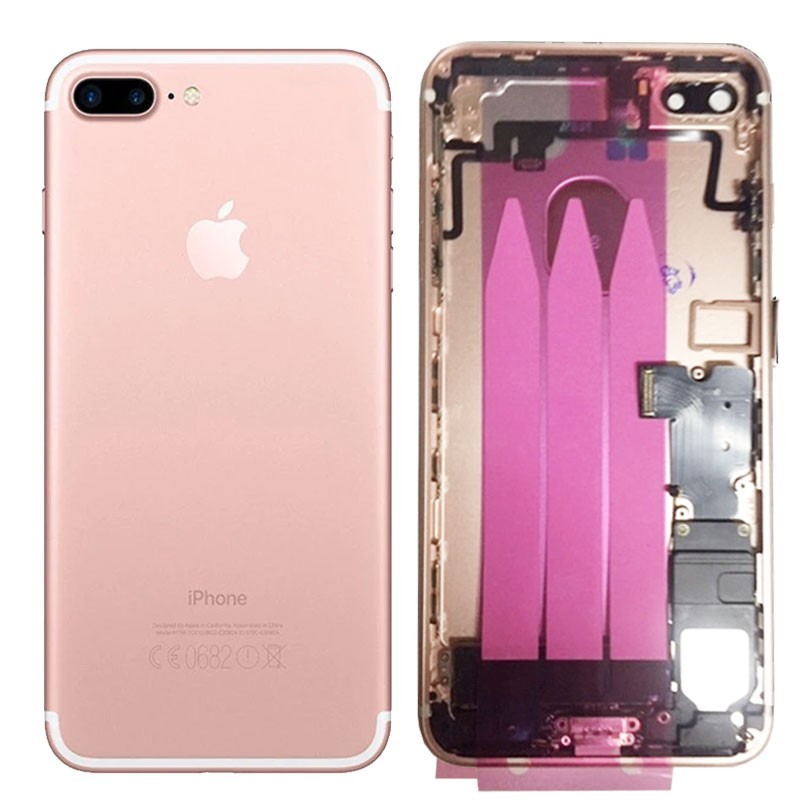 chasis iPhone 7 Plus completo com componentes (tapa traseira com logo + marco) ouro rosa